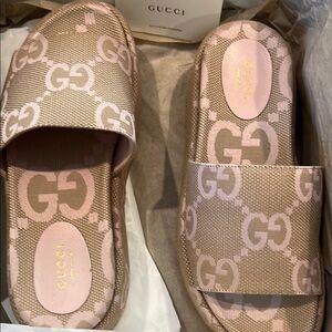 Gucci Pink and Tan Sandals